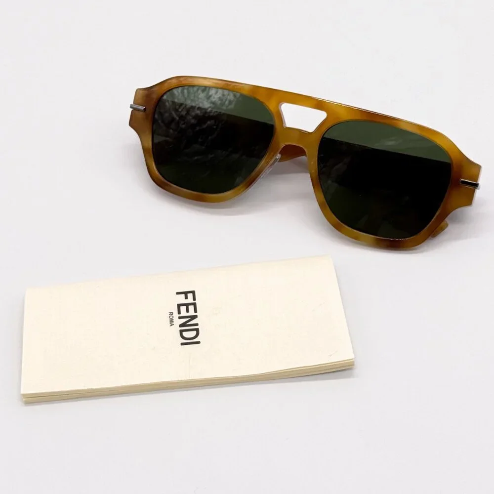 NEW FENDI FE40130F 55N SHINY LIGHT HAVANA UNISEX SUNGLASSES FENDI